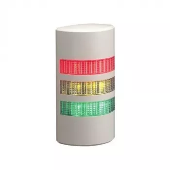 PATLITE WEP-302FB-RYG LED Signal Tower, 3-Tier Red/Yellow/Green, Buzzer, Wall Mount, 24V DC, IP65, White