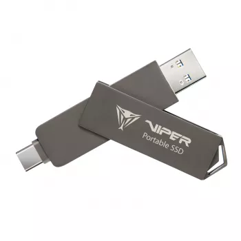 Patriot PVP30 2TB Duo Compact External Portable SSD - USB 3.2 Gen 2 Type-C, 1000 MB/s, Aluminum, Black
