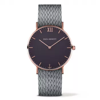 PAUL HEWITT Unisex Sailor Line Quartz Watch 39mm Rose Gold Stainless Steel Mesh Black Dial PH-SA-RSTB18S
