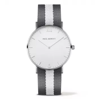 PAUL HEWITT Unisex Watch Sailor Line 39mm Rose Gold Stainless Steel White Dial Grey Leather Strap Quartz PHSASSTWGRW20
