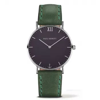 PAUL HEWITT Women's Sailor Line Quartz Watch PHSASSMB12S 36mm Rose Gold Stainless Steel Case White Sand Dial Black Leather Strap