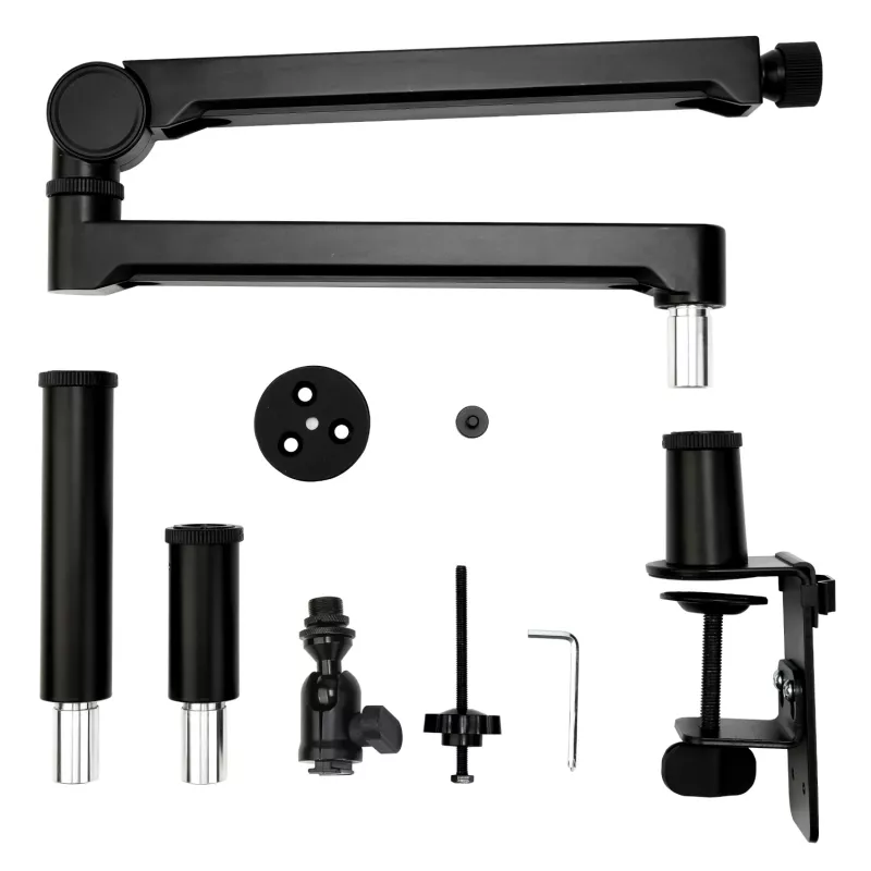 PCBuilder CAST STEADY Microphone Boom Arm - Desk Clamp Scissor Arm, Steel, 1.5 kg Load, 750 mm Reach, 360° Rotation, Hidden Cable Management, Black