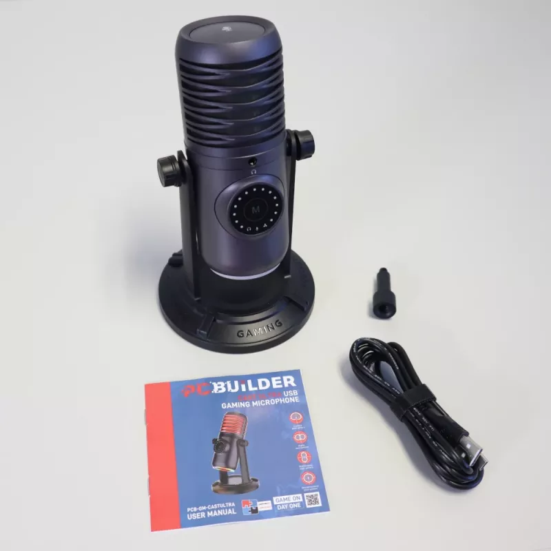 PCBuilder CAST ULTRA USB Gaming Microphone - Condenser, Cardioid, RGB, Zero-Latency Monitoring