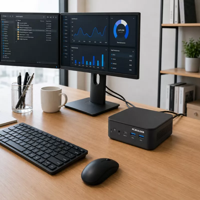 PCBuilder CUBE Intel Core 3-100U 16GB DDR5 512GB Windows 11 Pro Mini PC