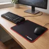 PCBuilder TRACK Small Mouse Pad – Cloth Surface, Anti-Fray Stitched Edges, Non-Slip Rubber Base, 3mm Thick, Black