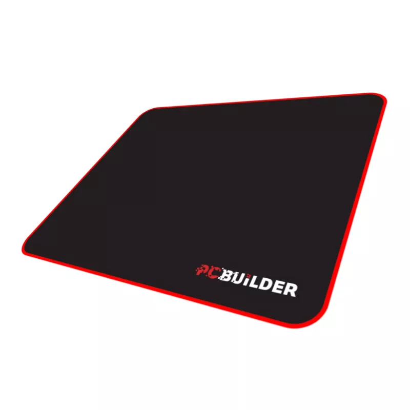 PCBuilder TRACK Small Mouse Pad – Cloth Surface, Anti-Fray Stitched Edges, Non-Slip Rubber Base, 3mm Thick, Black