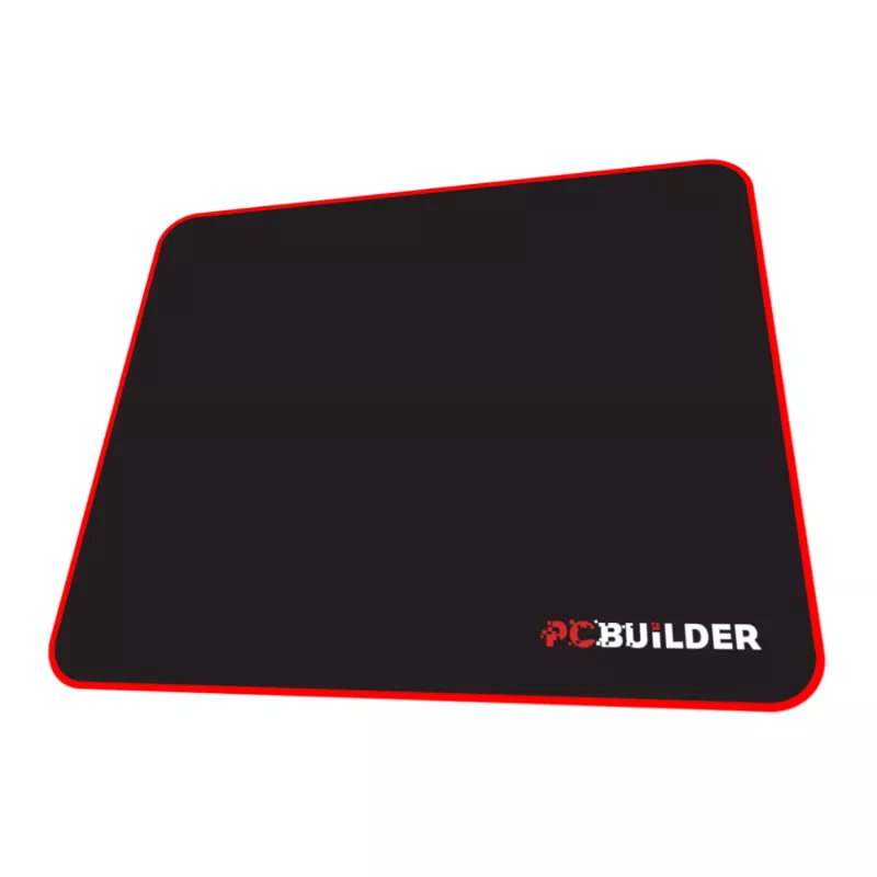 PCBuilder TRACK Small Mouse Pad – Cloth Surface, Anti-Fray Stitched Edges, Non-Slip Rubber Base, 3mm Thick, Black