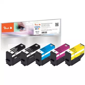 Peach PI200-773 Compatible 5-Pack Ink Cartridges for Epson Expression Premium XP-6000/XP-6005/XP-6100/XP-6105 (Black, Photo Black, Cyan, Magenta, Yellow) - High Yield, Replaces Epson 202XL
