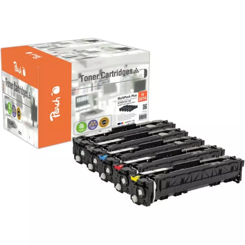 PEACH Toner Spar Pack Plus PT1160 Compatible with HP 207A - 4-Pack (Black, Cyan, Magenta, Yellow)