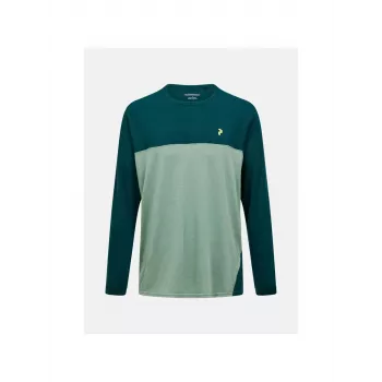 PEAK PERFORMANCE Men's Trail Wool-Blend Longsleeve Base Layer Shirt - Forest Night, Size L