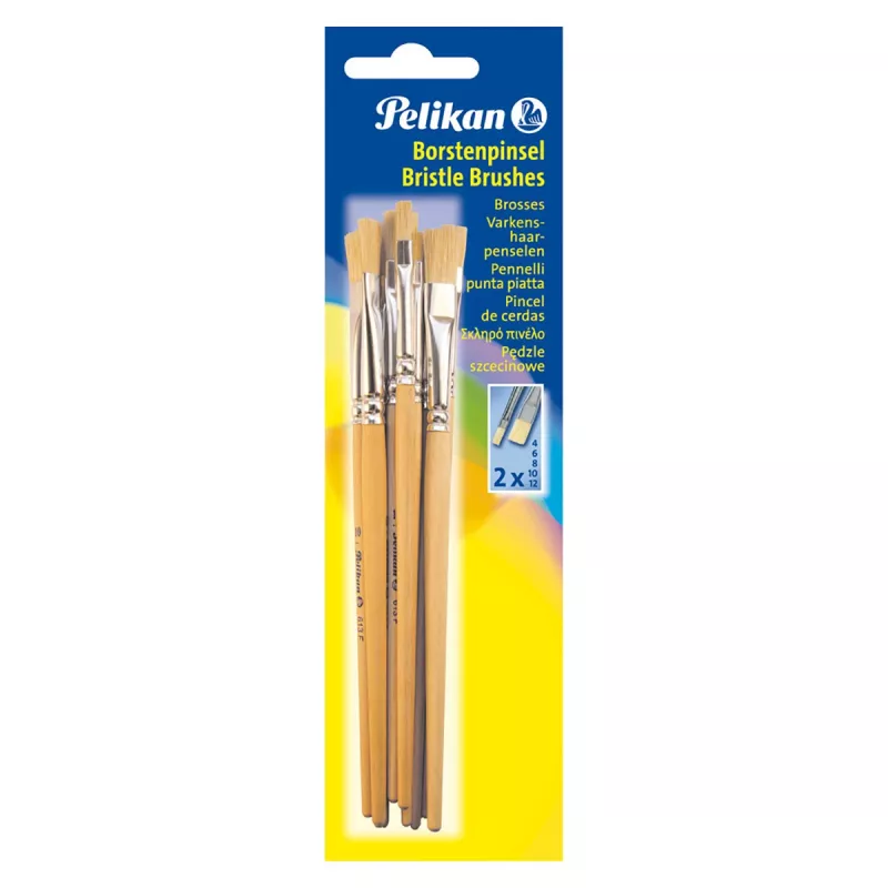 Pelikan 720409 Flat Brush Size 9, Silver, 10 Pieces