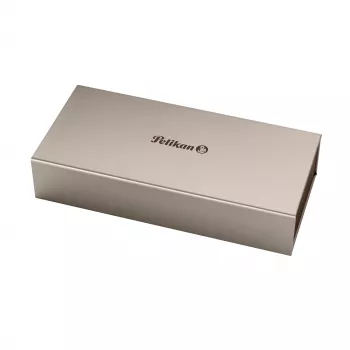 Pelikan M205 Fountain Pen - Black with Silver Trim, Medium Nib 971945
