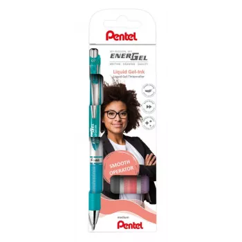 Pentel 4 EnerGel BL77 Gel Pen Set Turquoise Grey Pink Purple 0.35 mm
