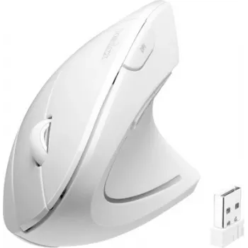 Perixx PERIMICE-713 Wireless Ergonomic Vertical Mouse, White, 6 Buttons, Adjustable 1000/1500/2000 DPI, 2.4 GHz, Right-Handed 11937