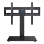 PERLESMITH PSTVS13 Freestanding TV Stand with Mount for 37-75 inch TVs, Black, 45kg Capacity, VESA 100x100 to 600x400, Height Adjustable, Swivel ±35°, Tempered Glass Base