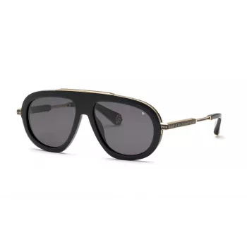PHILIPP PLEIN MAN SPP151M570700 Sunglasses Black Acetate Grey Lens 57mm