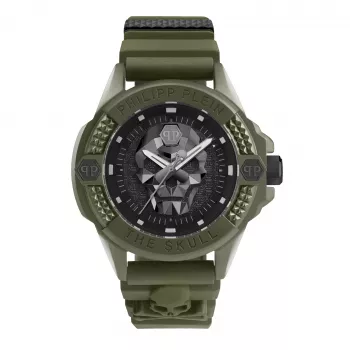 Philipp Plein Men's PWUBA0423 Automatic Skeleton Watch 44mm Black Silicone