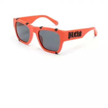 Philipp Plein SPP042W54V47F Men's Rectangular Sunglasses Black/Grey 54/23/145 mm