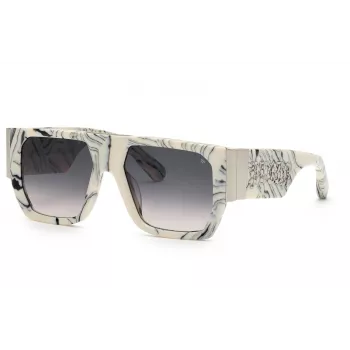 PHILIPP PLEIN SPP094M5409YL Men's Sunglasses - Acetate Frame, Grey Lenses, 54/18/145 mm