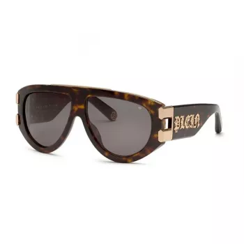 Philipp Plein SPP127V600722 Men's Sunglasses, Shiny Black Frame, Smoke Lens, 60/13/145 mm