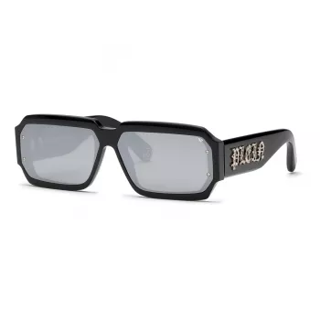PHILIPP PLEIN SPP150-670700 Men's Sunglasses, Black Acetate Frame, Dark Grey Lens, 67/11/145 mm