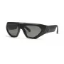 PHILIPP PLEIN SPP153-580U28 Men's Rectangular Sunglasses Shiny Black Acetate Frame Smoke Grey Polycarbonate Lens 58mm
