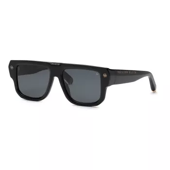 Philipp Plein SPP179-550Z29 Men's Sunglasses Black Acetate Frame Grey Polycarbonate Lens 55/18/145 mm