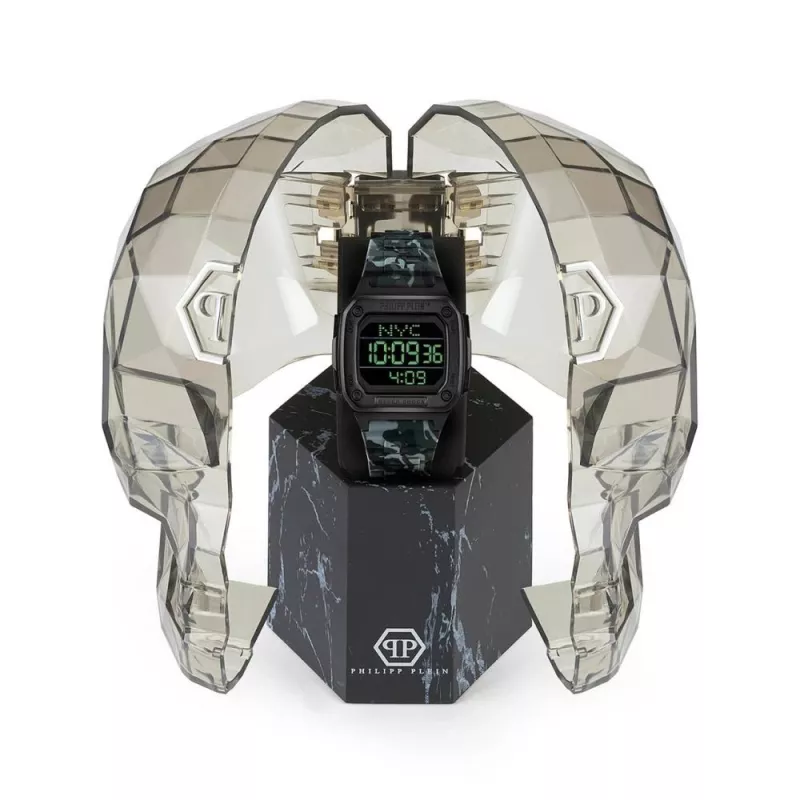 Philipp Plein The $kull Men's Quartz Watch 44mm Stainless Steel Black Silicone PWHAA1822