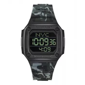 Philipp Plein The $kull Men's Quartz Watch 44mm Stainless Steel Black Silicone PWHAA1822