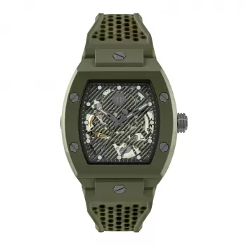 Philipp Plein The $kull Men's Watch PWVBA0223 44mm Stainless Steel Quartz Black Dial Silicone Strap