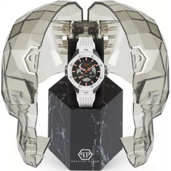 Philipp Plein The Skeleton Men's Automatic Watch PWPFA0724 46mm Black Silicone