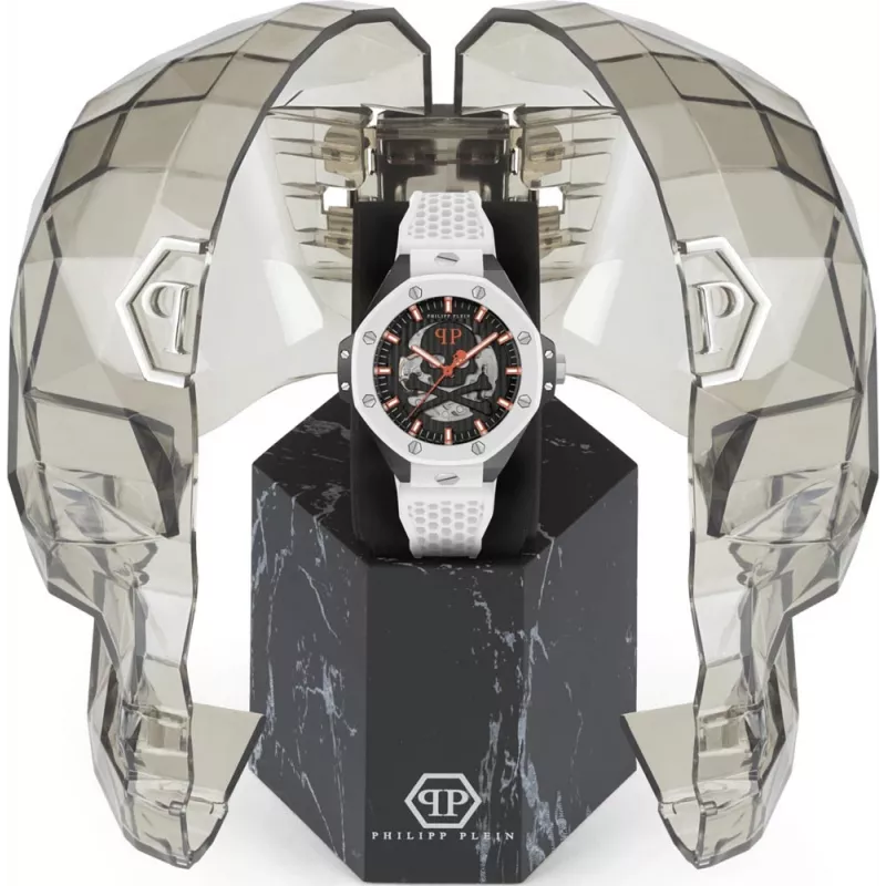 Philipp Plein The Skeleton Men's Automatic Watch PWPFA0724 46mm Black Silicone