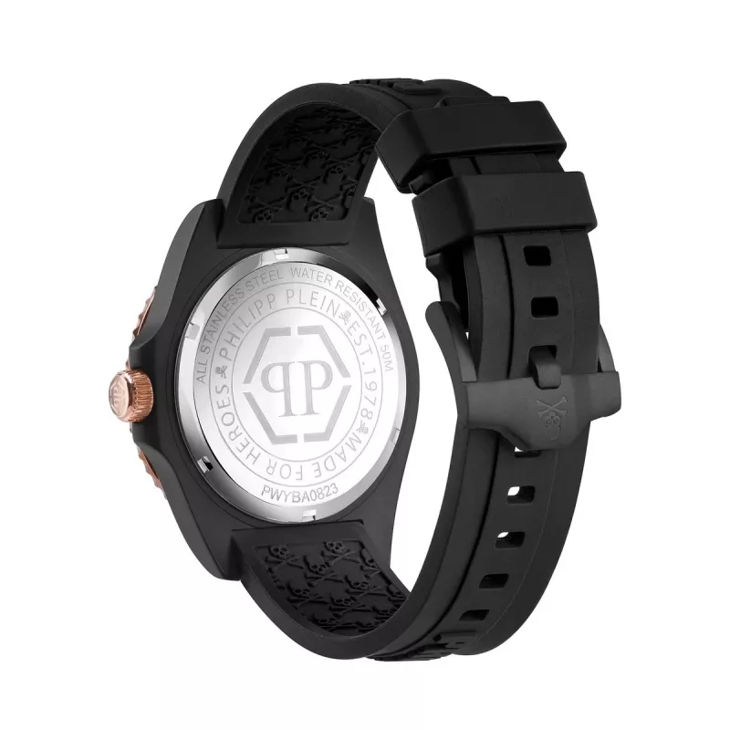 Philipp Plein The Skeleton Men's Quartz Watch PWYBA0823 44mm Black Silicone