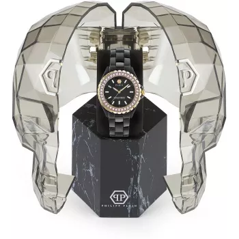 Philipp Plein The Skull Women's Quartz Watch 38mm Stainless Steel Black Silicone PWPPA0324