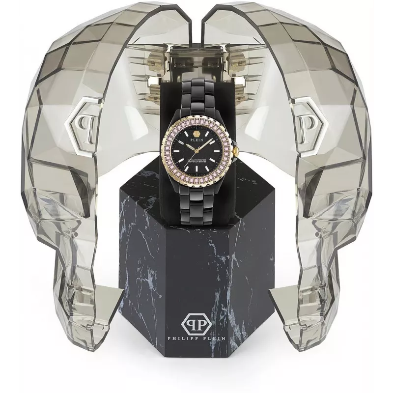 Philipp Plein The Skull Women's Quartz Watch 38mm Stainless Steel Black Silicone PWPPA0324