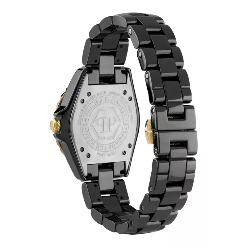 Philipp Plein The Skull Women's Quartz Watch 38mm Stainless Steel Black Silicone PWPPA0324