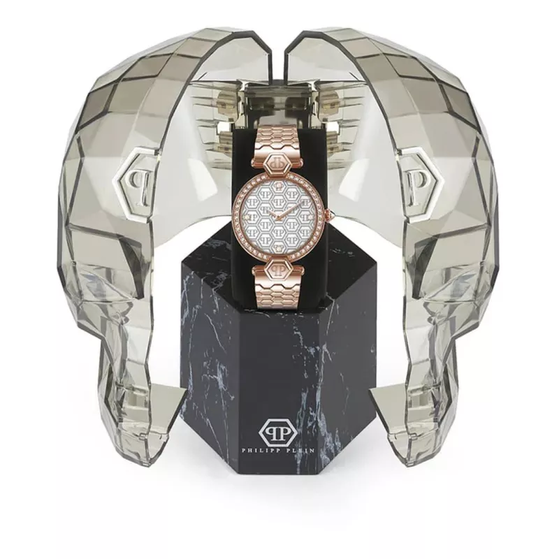 Philipp Plein Women's PWEAA0821 32mm Stainless Steel Quartz Watch with Black Skull Dial