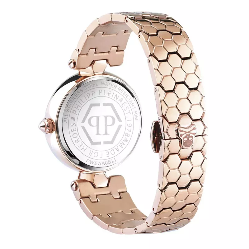 Philipp Plein Women's PWEAA0821 32mm Stainless Steel Quartz Watch with Black Skull Dial