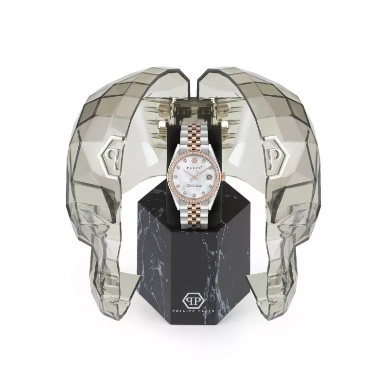 Philipp Plein Women's PWYAA0223 The $kull Quartz Analog Watch 34mm Black Silicone Strap