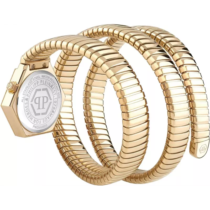 Philipp Plein Women's PWZAA0825 The $kull Quartz Watch 28mm Rose Gold Stainless Steel Black Silicone