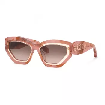 Philipp Plein Women's Sunglasses SPP099M5506Z8 - Black Acetate Frame, Grey Lenses, 55/18/140 mm