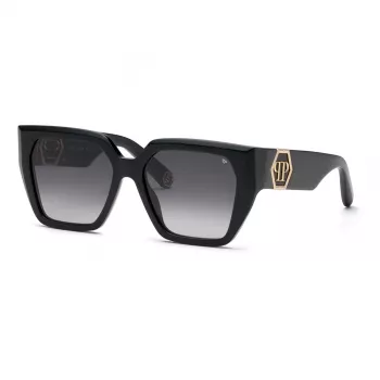 Philipp Plein Women's Sunglasses SPP160-570700 Black Acetate Frame Grey Lens 57mm