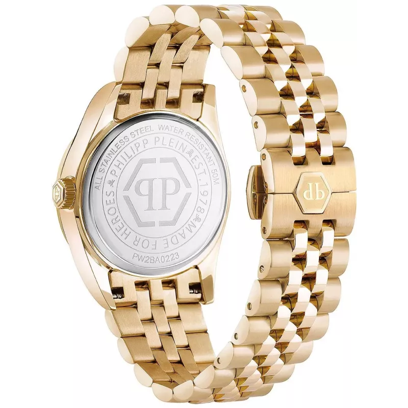 Philipp Plein Women's Watch PW2BA0223 38mm Rose Gold Tone Stainless Steel White Silicone