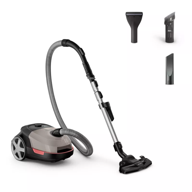 Philips 5000 Series XD5122/10 Cylinder Vacuum Cleaner, 900W, 4L Dust Bag, Deep Black