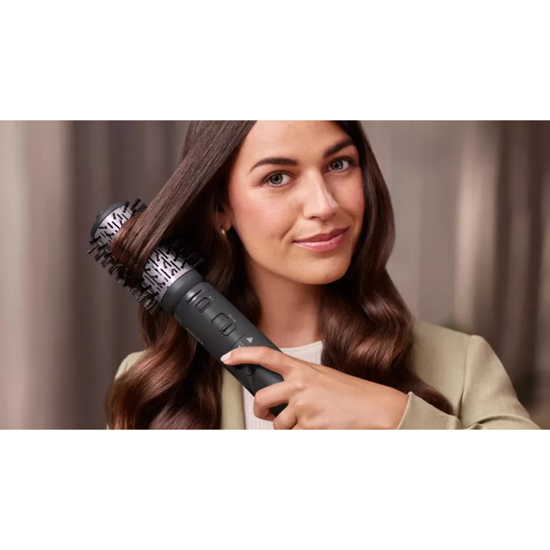 Philips 7000 Series BHA715/00 Hot Air Styler Curling Brush, Warm Grey/Pink, 1000W, 2 Attachments, ThermoProtect, Ionic Care, 1.8m Swivel Cord