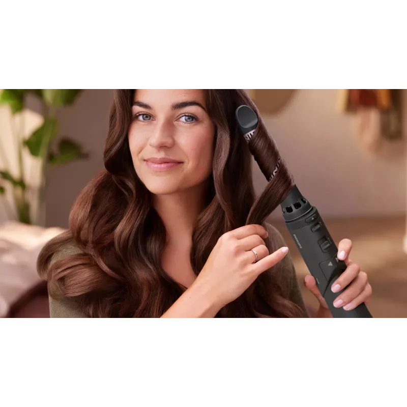 Philips 7000 Series BHA715/00 Hot Air Styler Curling Brush, Warm Grey/Pink, 1000W, 2 Attachments, ThermoProtect, Ionic Care, 1.8m Swivel Cord