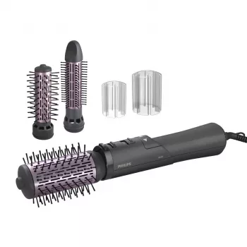 Philips 7000 Series BHA715/00 Hot Air Styler Curling Brush, Warm Grey/Pink, 1000W, 2 Attachments, ThermoProtect, Ionic Care, 1.8m Swivel Cord
