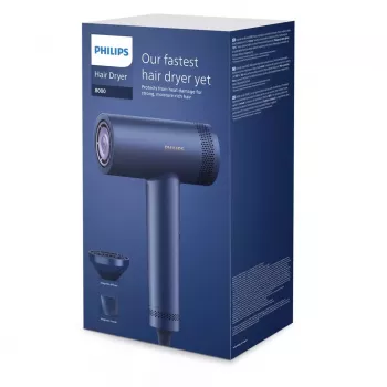 Philips 8000 Series BHD839/10 Hair Dryer 1400 W Midnight Blue with SenseIQ, ThermoShield, Ionic Care, Cool Shot, Styling Nozzle and Diffuser