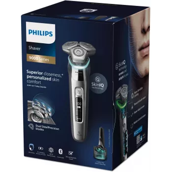 Philips S9975/55 SkinIQ Wet & Dry Electric Shaver – 360-D Flexing Heads, 60 Min Runtime, Chrome