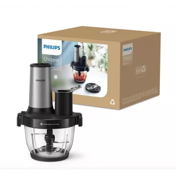 Philips Series 5000 Food Processor Chopper HR1504/00, 800 W, 2.1 L Bowl, White